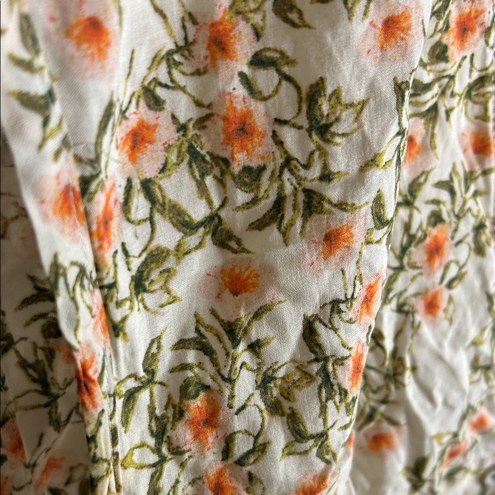 Free People Floral Blouse with Orange and Green Hues - Picture 4 of 8